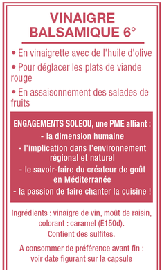 Une contre-étiquette de vinaigre balsamique "basique"